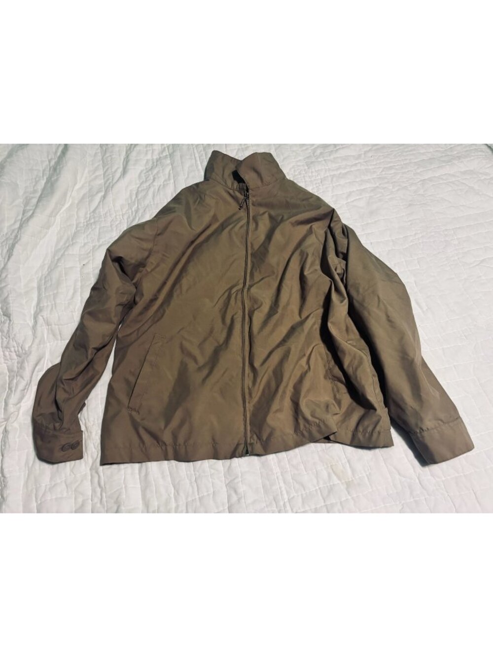 Haband Mens XL Lightweight Tan Jacket With Zip Closure & Button Cuff Details
